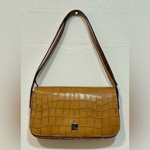 Dooney & Bourke Croc-Embossed Tan Leather Shoulder Bag
